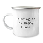 Funny Running Gifts for Him from Family - Camping Mug - 'Running Is My Happy Place' Graduation Unique Gifts - Image 1