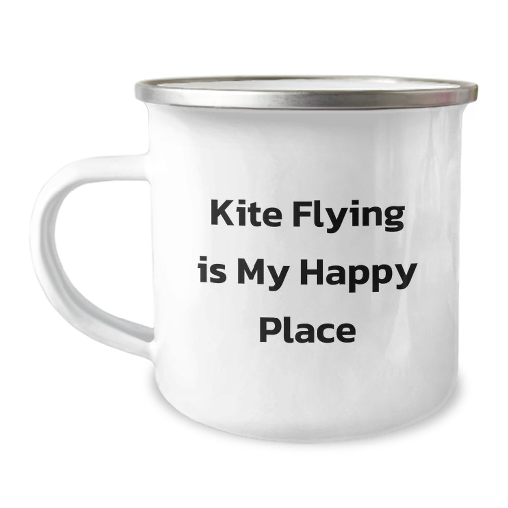 Kite Flying Gift for Him - A Happy Place Camping Mug Keepsake - Image 1