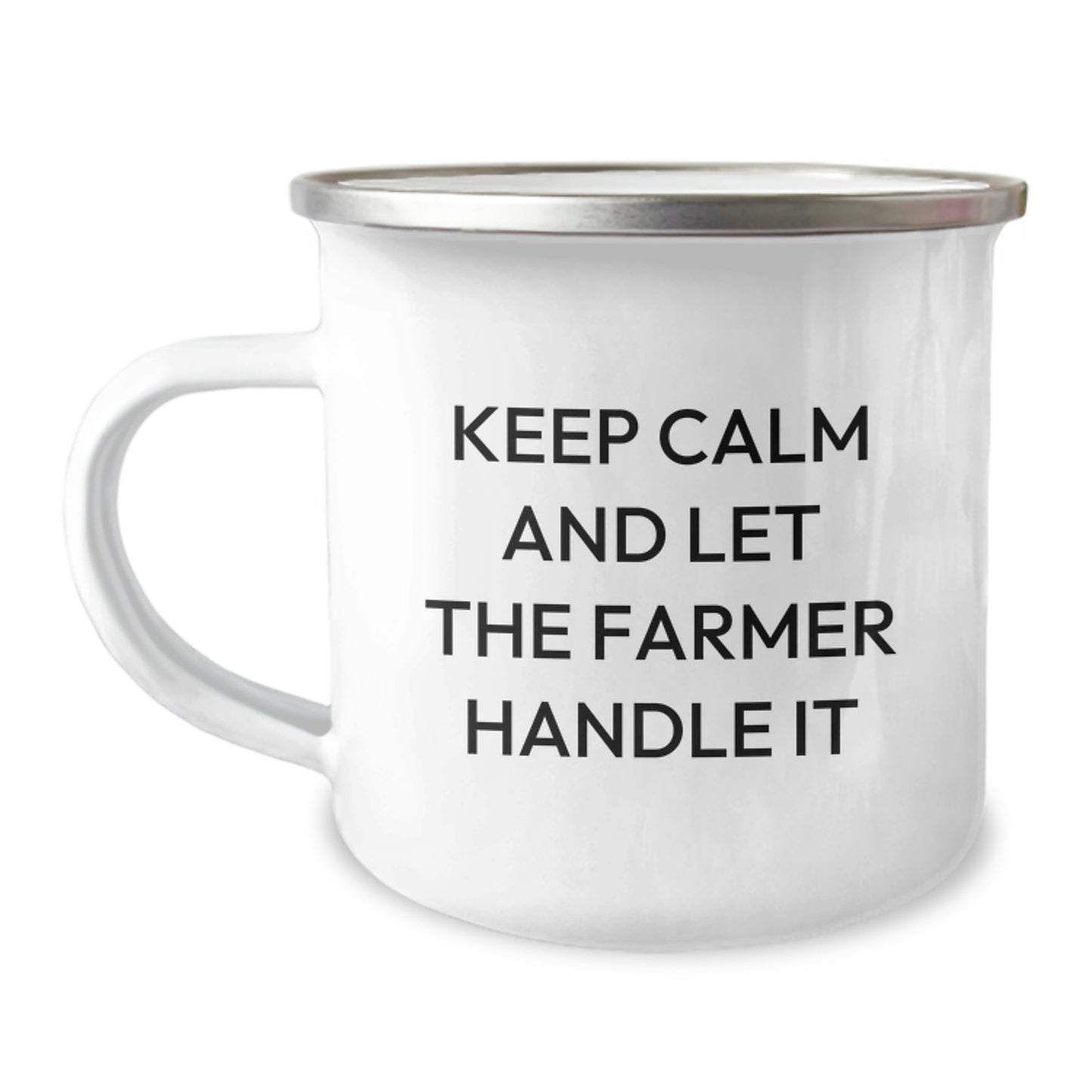Cute Funny Gifts from Men to Farmer Friends - Keep Calm And Let The Farmer Handle It Camping Mug for Christmas Unique Gifts - Image 1