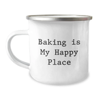 Baking Gifts from Family and Friends - Funny Baking Is My Happy Place Graduation Unique Gifts for Baking Lovers Camping Mug - Image 1