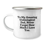 Funny Unbiological Dad Gifts for Him, Camping Mug with Christmas Quote, Unique Presents from Family Friends