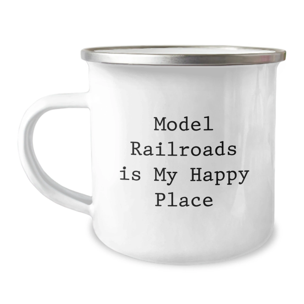 Funny Model Railroads Gifts for Mom - Model Railroads Is My Happy Place Camping Mug, Gifts from Women, Perfect for Model Railroads Enthusiasts, Mother's Day Unique Gifts - Image 1