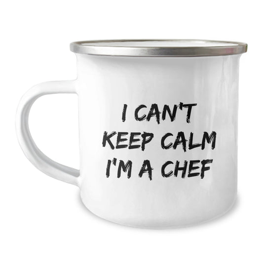 Funny Chef Gifts from Family, Christmas Unique Gifts for Men, I Can't Keep Calm I'm A Chef Camping Mug - Image 1