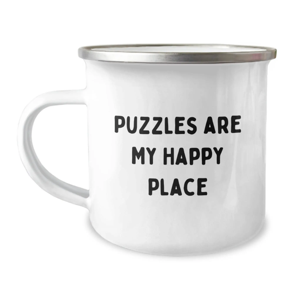 Puzzles Lovers Gifts for Men and Women - Funny Camping Mug for Graduation Unique Gifts from Friends and Family - Puzzles Are My Happy Place - Image 1