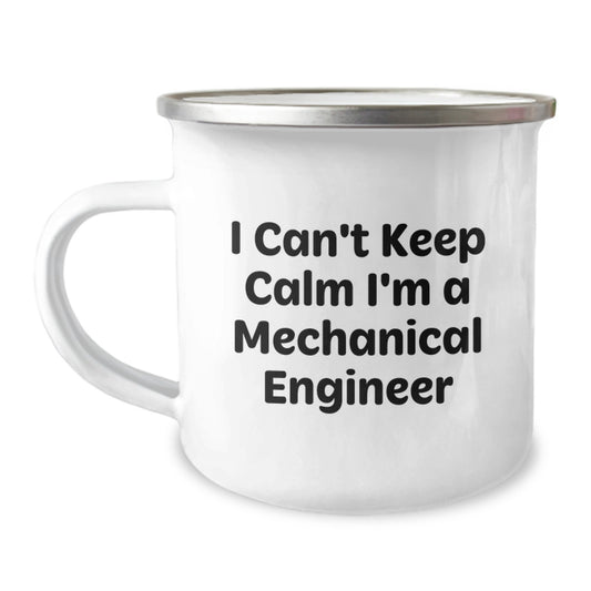 Cute Funny Mechanical Engineer Gifts from Friends for Birthday Unique Camping Mugs, I Can't Keep Calm I'm A Mechanical Engineer, 12 oz Stainless Steel with Enamel Finish - Image 1