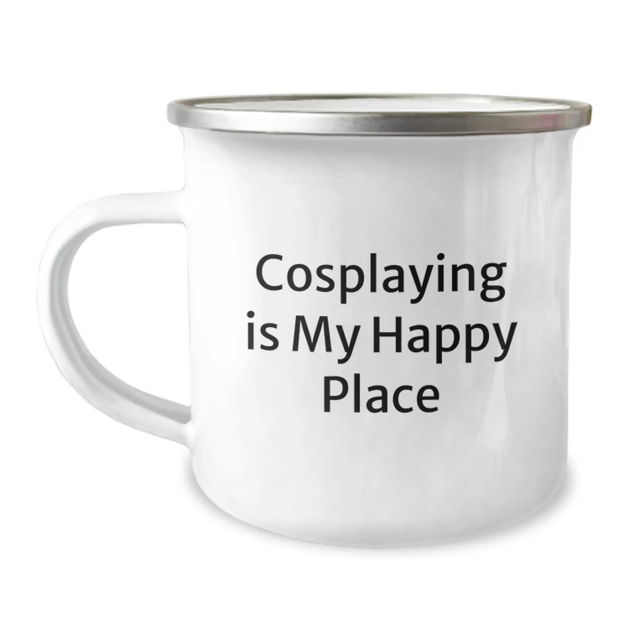 Funny Cosplaying Gifts for Men, Women, Friends - Graduation Unique Gifts from Family, 'Cosplaying Is My Happy Place' Engraved Camping Mug, 12 oz Stainless Steel with Enamel Finish - Image 1