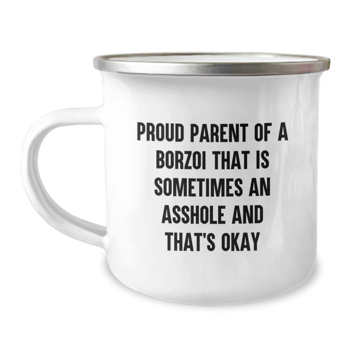 Christmas Gift for Her Humorous Borzoi Camping Mug - Proud Parent Saying - Image 1