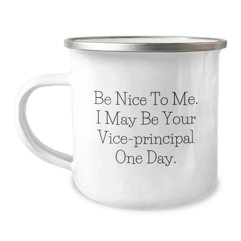 Funny Vice-Principal Gifts For Men, Be Nice To Me I May Be Your Vice-Principal One Day, 12 oz Camping Mug From Friends