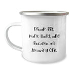 CFO Gifts, Funny Inspirational Camping Mug, Gifts from Friends, Christmas Unique Gifts for Him, 'Dream Big, Work Hard, And Become An Amazing CFO.'