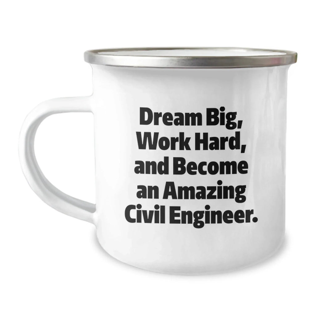Gifts from Family, Inspirational Civil Engineer Mugs for Men, Funny Camping Mug with Dream Big Quote, Unique Christmas Unique Gifts
