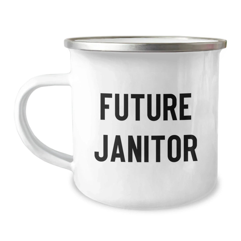 Funny Future Janitor Camping Mug Gifts from Friends for Men, Unique Christmas Unique Gifts Janitor