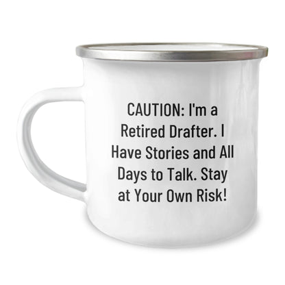 Funny Gifts from Friends for Retired Drafters - Camping Mug, Christmas Unique Mugs for Dads, Drafter Humor - Image 1