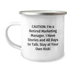 Marketing Manager Gifts: Funny Quote Camping Mug, Gifts from Friends for Marketing Manager, Unique Graduation Gifts, 12 oz Stainless Steel Enamel Mug