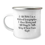 Sonographer's Humorous Gift, 'Caution: I'm A Retired Sonographer...' Funny Camping Mug for Birthday, Gifts from Family, Friends, Coworkers