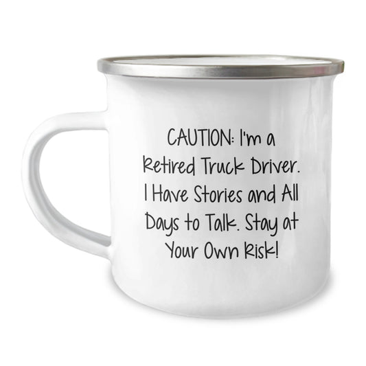 Funny Truck Driver Gifts for Men - Camping Mug with Caution I'm A Retired Truck Driver - Unique Christmas Unique Gifts from Friends to Family - Image 1