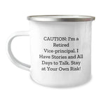 Vice-Principal Graduation Gifts from Friends - Funny Camping Mug for Men, Unique and Humorous Quote, 12 oz Capacity, Stainless Steel with Enamel Finish, Perfect for Coworkers, Family, or Women