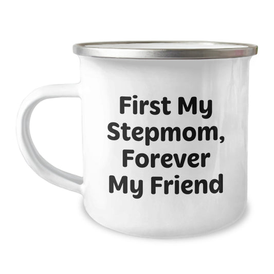Funny Stepmom Gifts from Friends and Family, Christmas Unique Presents for Stepmom, First 'My Stepmom, Forever My Friend' Camping Mug - Image 1
