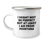 Funny Montana Gifts from Friends and Family for Men and Women - I 'Might Not Be Perfect But At Least I Am From Montana' Christmas Unique Camping Mug