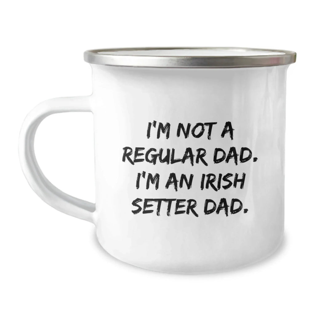 Funny Irish Setter Dog Dad Gifts for Men, Irish Setter Dad Camping Mug for Christmas Unique Gifts from Dad to Son
