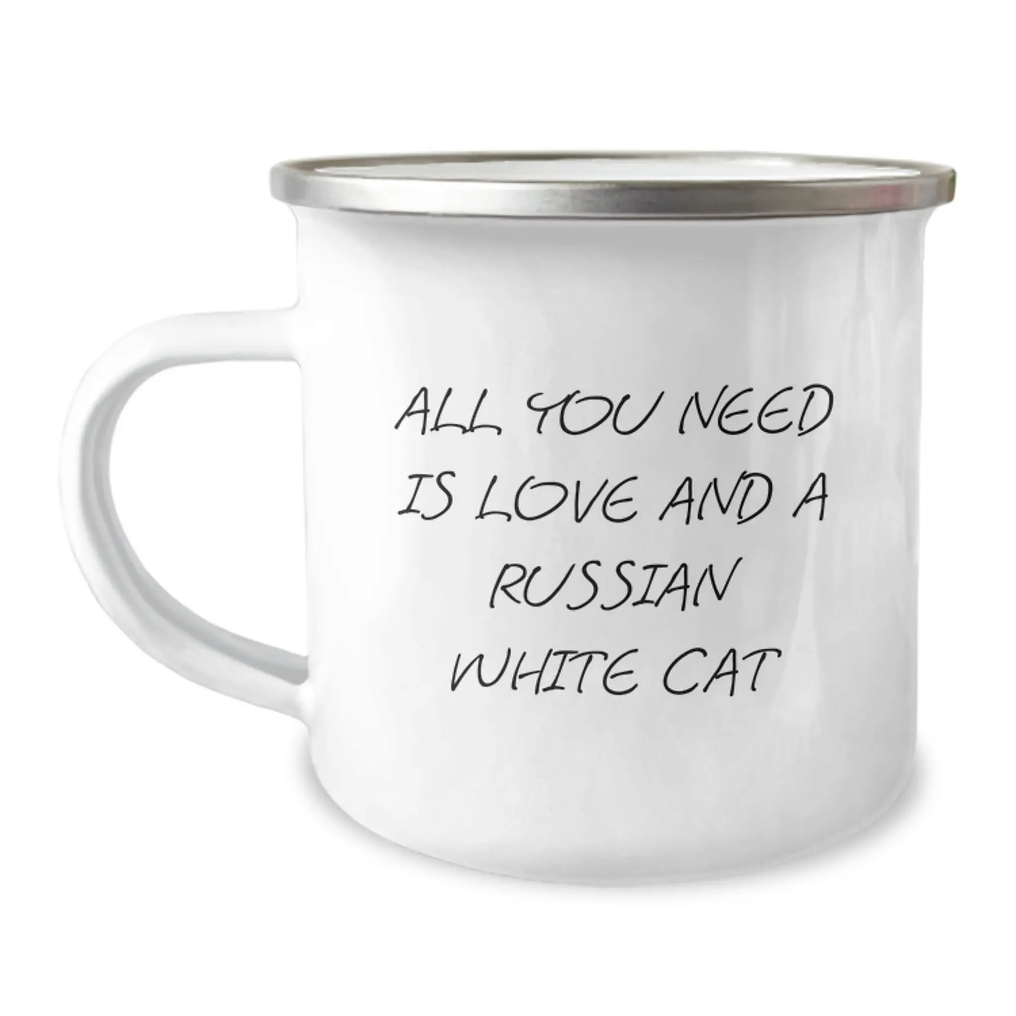 Funny Russian White Cat Gifts for Friends, Family, and Coworkers - All You Need Is Love And A Russian White Cat, Russian White Cat Lover Camping Mug for Graduation Unique Gifts - Image 1