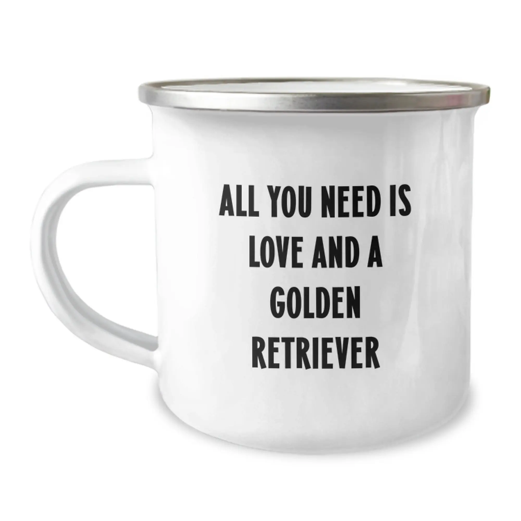 Gifts from Family Members for Golden Retriever Dog Lovers, Birthday Unique Gifts, Funny Camping Mug All You Need Is Love And A Golden Retriever - Image 1