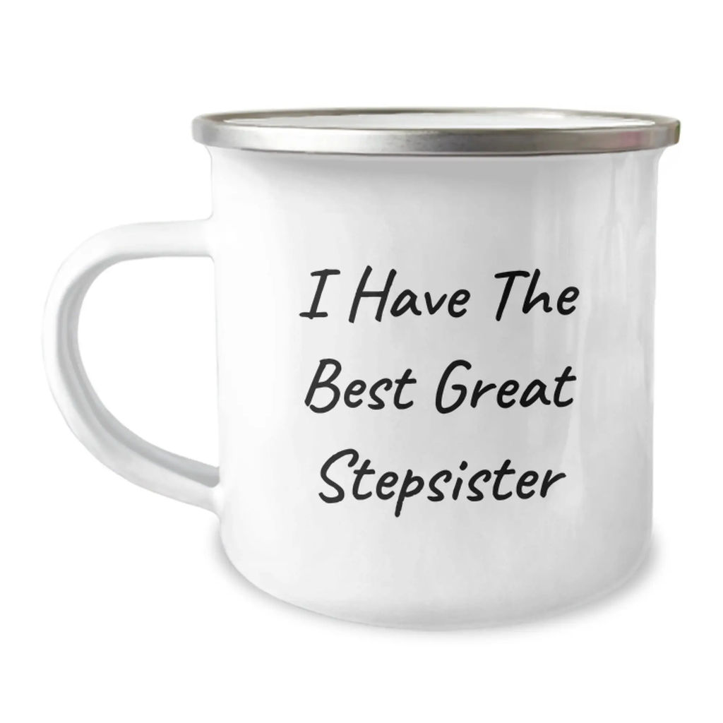 Funny Stepsister Camping Mug, Great Quote for Sister, Father's Day Unique Gifts from Family to Stepsister - Image 1