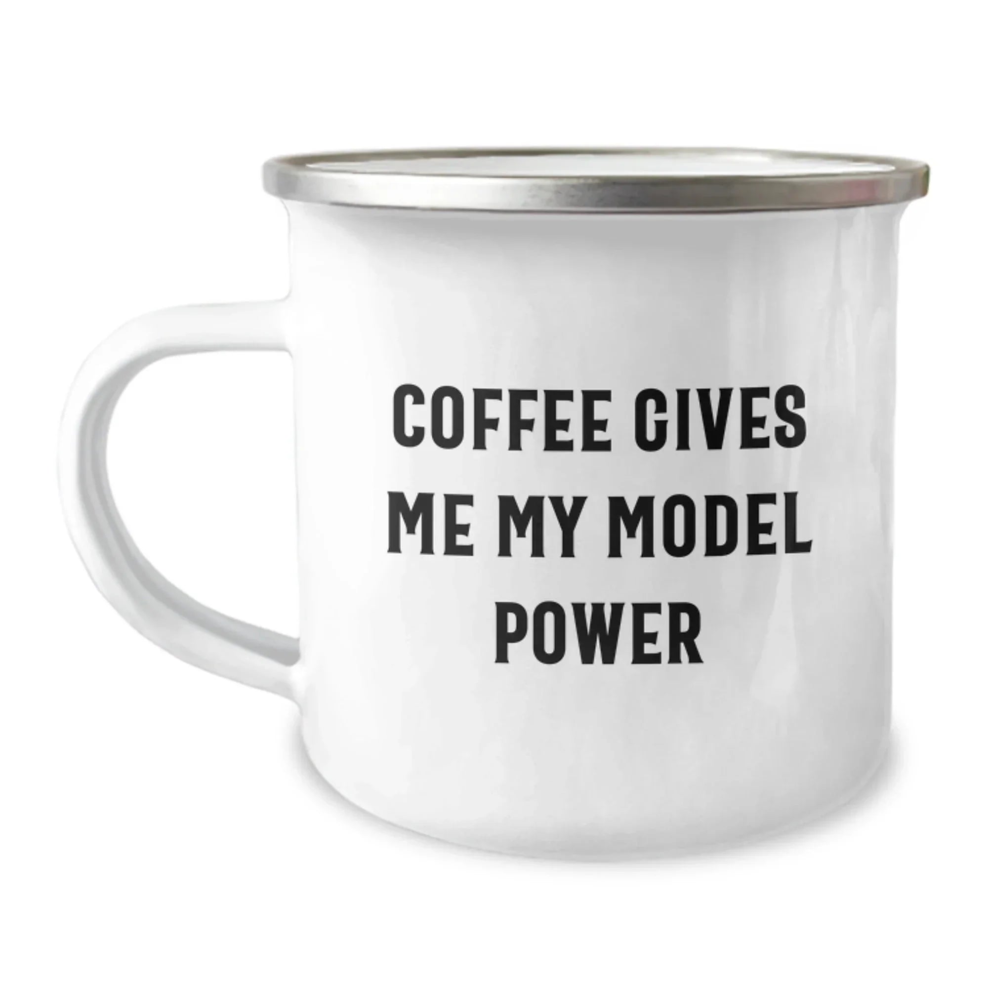 Funny Model Gifts from Friends, Christmas Unique Model Mug, Camping Mug with 'Coffee Gives Me My Model Power' Quote, Perfect for Model Enthusiasts