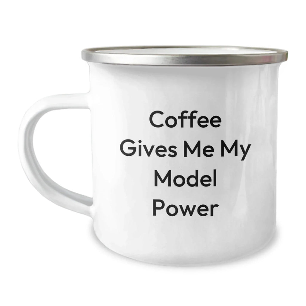 Funny Christmas Unique Gifts for Model Enthusiasts, Camping Mug, 'Coffee Gives Me My Model Power'