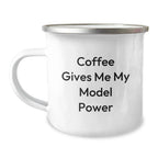 Funny Christmas Unique Gifts for Model Enthusiasts, Camping Mug, 'Coffee Gives Me My Model Power'