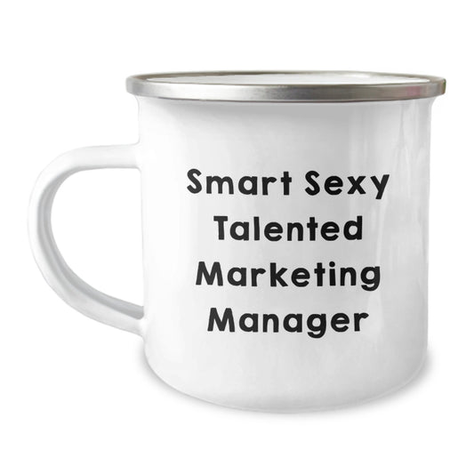 Funny 'Smart Sexy Talented' Marketing Manager Christmas Camping Mug Gifts from Friends for Marketing Manager - Image 1