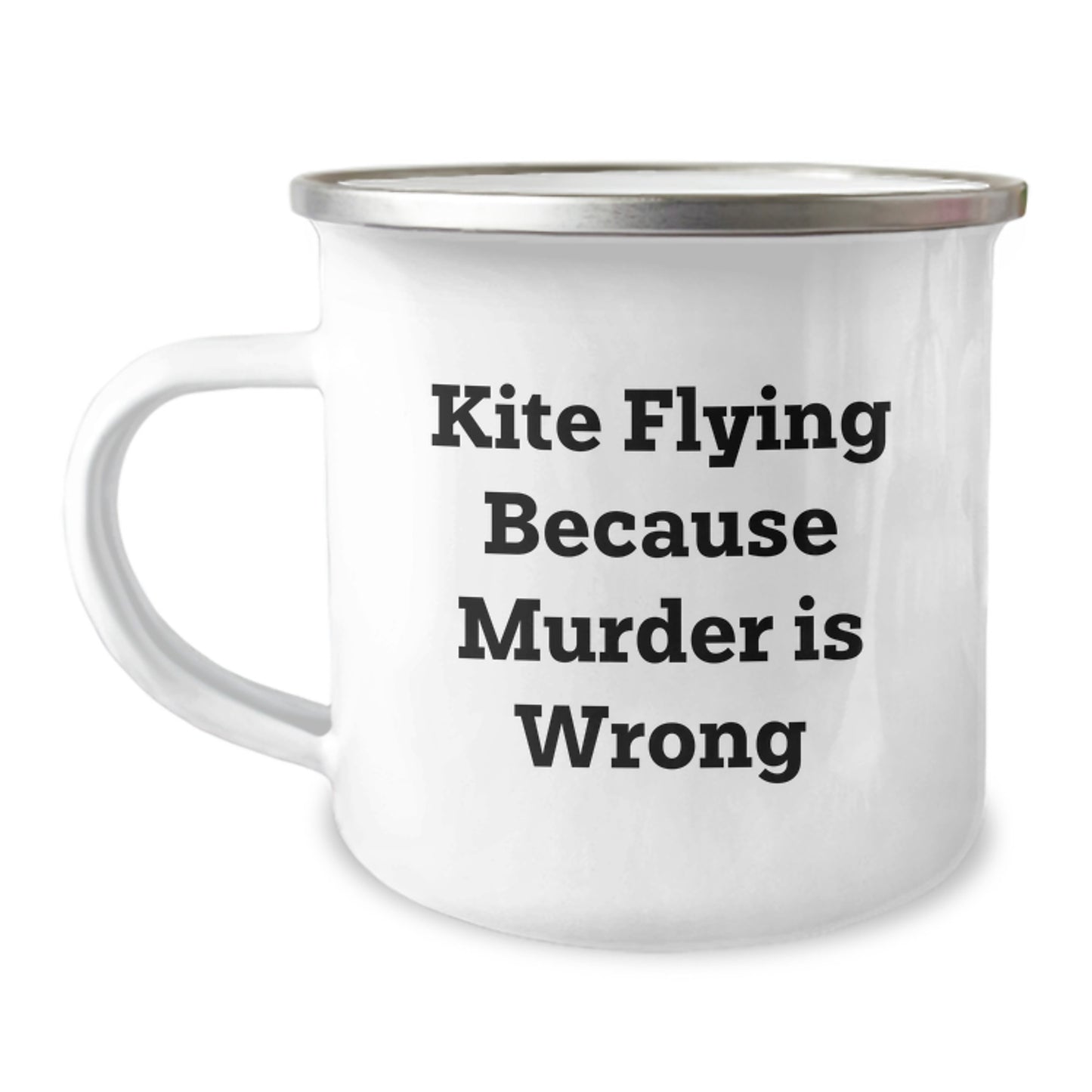 Kite Flying Gifts for Friends, Funny 'Murder Is Wrong' Camping Mug, Graduation Unique from Men - Image 1