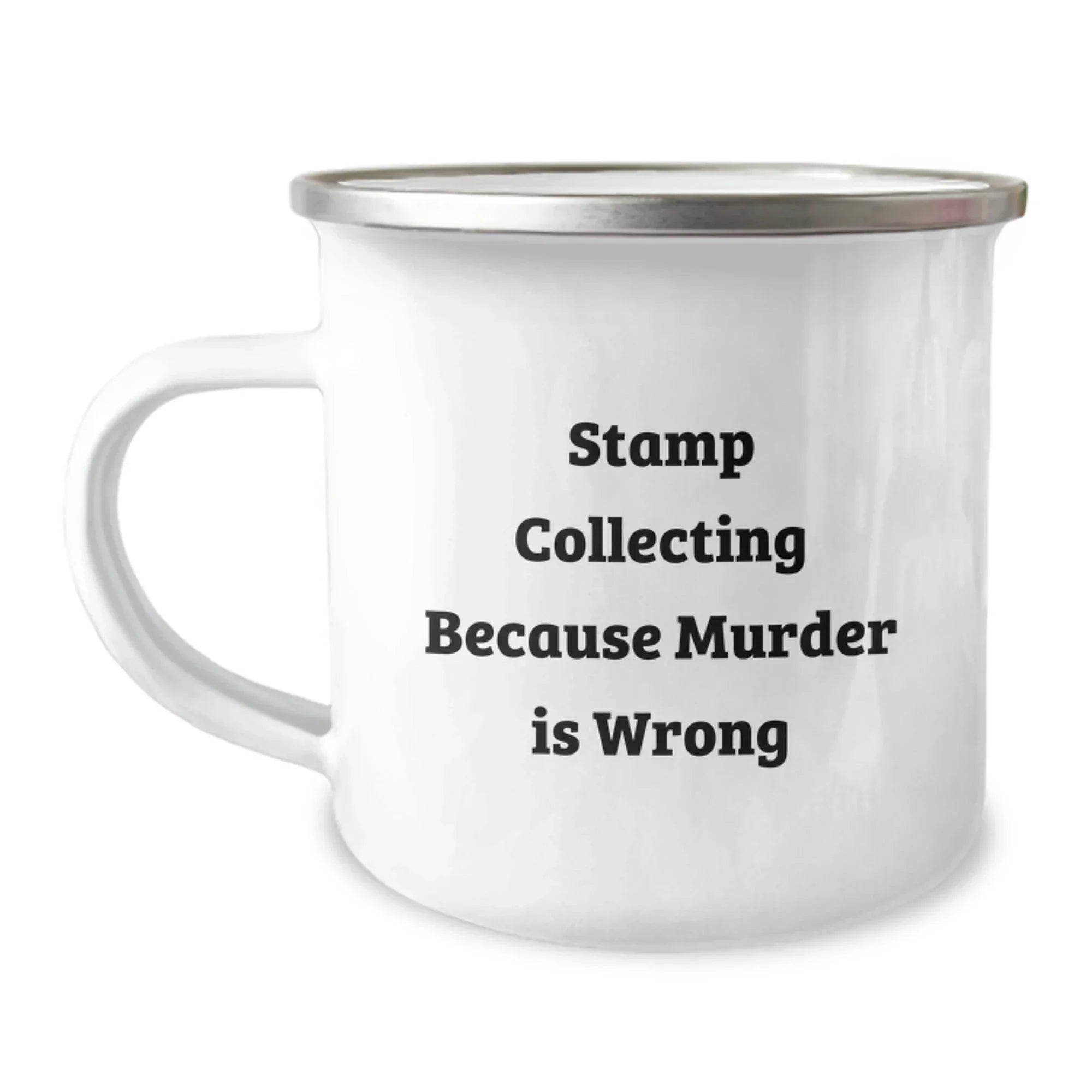 Funny Stamp Collecting Gifts for Men from Coworkers - 'Stamp Collecting Because Murder Is Wrong' Stainless Steel Camping Mug for Graduation