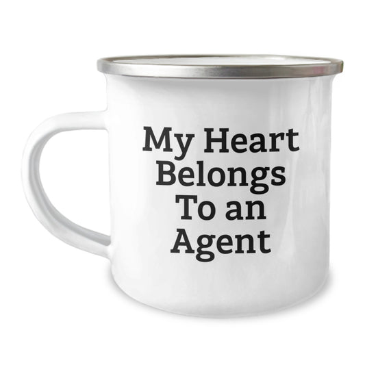 Funny Agent Gifts, My Heart Belongs To An Agent, Birthday Unique Agent Camping Mug, Gifts from Men to Agent, for Agent - Image 1