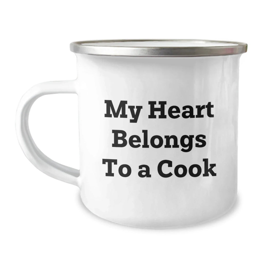 Funny Camping Mug Gifts from Friends for Cooks, My Heart Belongs To A Cook, Graduation Unique Gifts for Men, Women, Family, Coworkers