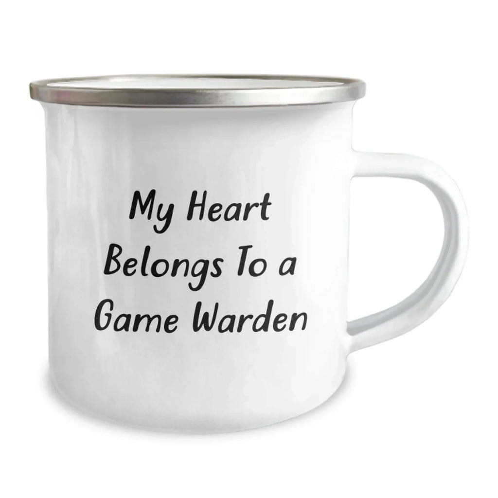 Funny Game Warden Gifts, My Heart Belongs To A Game Warden, Camping Mug for Graduation, Gifts from Men to Game Warden