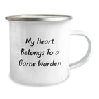 Funny Game Warden Gifts, My Heart Belongs To A Game Warden, Camping Mug for Graduation, Gifts from Men to Game Warden
