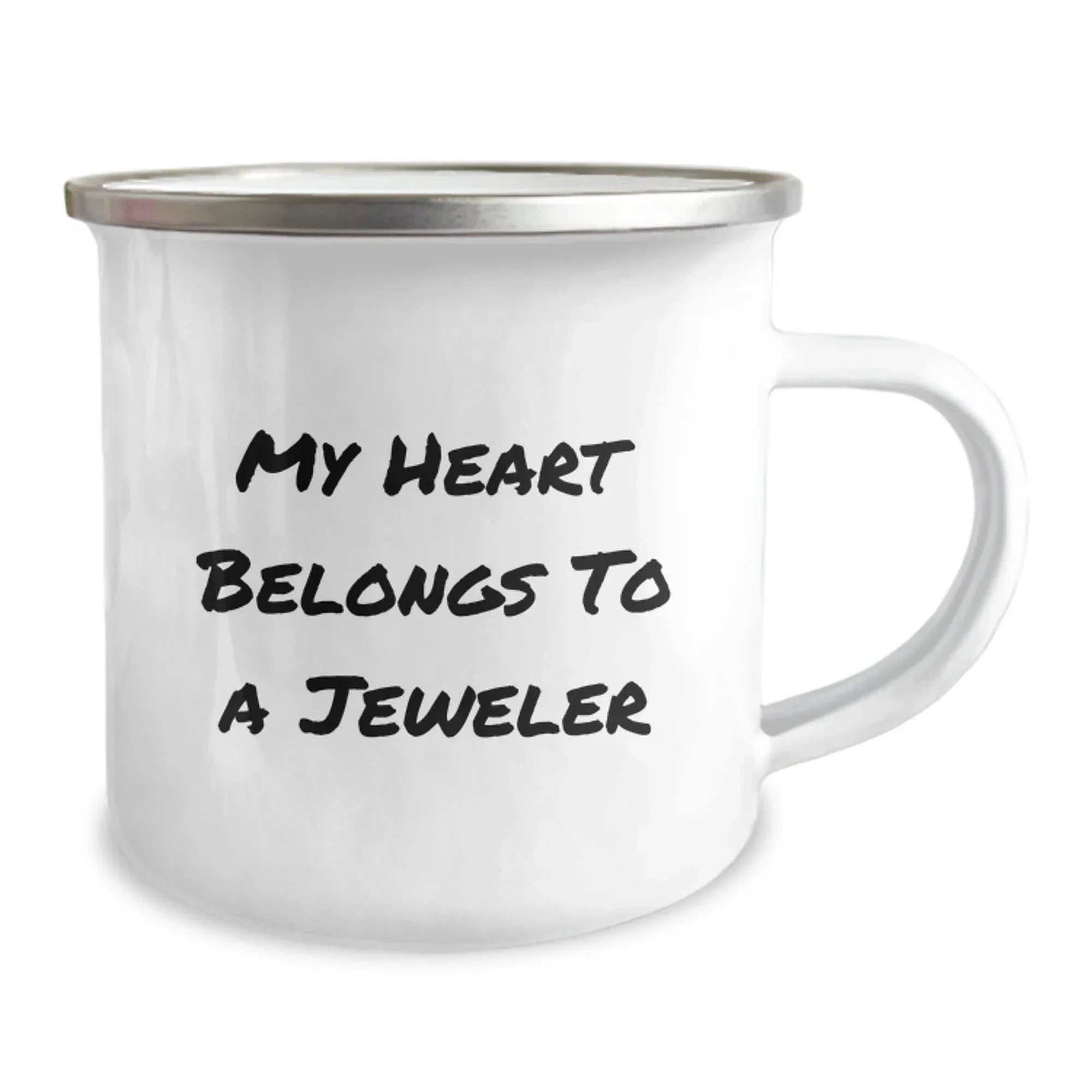 Funny Gifts for Jeweler Friends, My Heart Belongs To A Jeweler, Unique Camping Mug for Women, Christmas Unique Gifts from Men