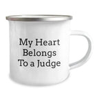 Funny Judge Gifts from Friends, Christmas Unique Judge Mug - 'My Heart Belongs To A Judge', Camping Mug for Men Judge, Women Judge, Judge Coworkers, Judge Family