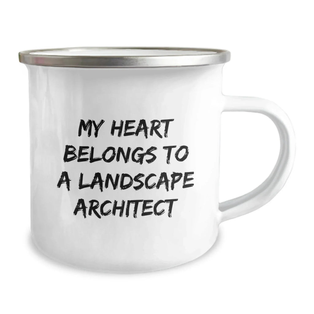 Gifts from Men for Landscape Architects, Funny Camping Mug My Heart Belongs To A Landscape Architect, Unique Christmas Memorable Presents