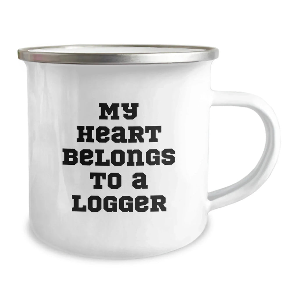Funny Logger Gifts, My Heart Belongs To A Logger Camping Mug, Graduation Unique Gifts from Friends