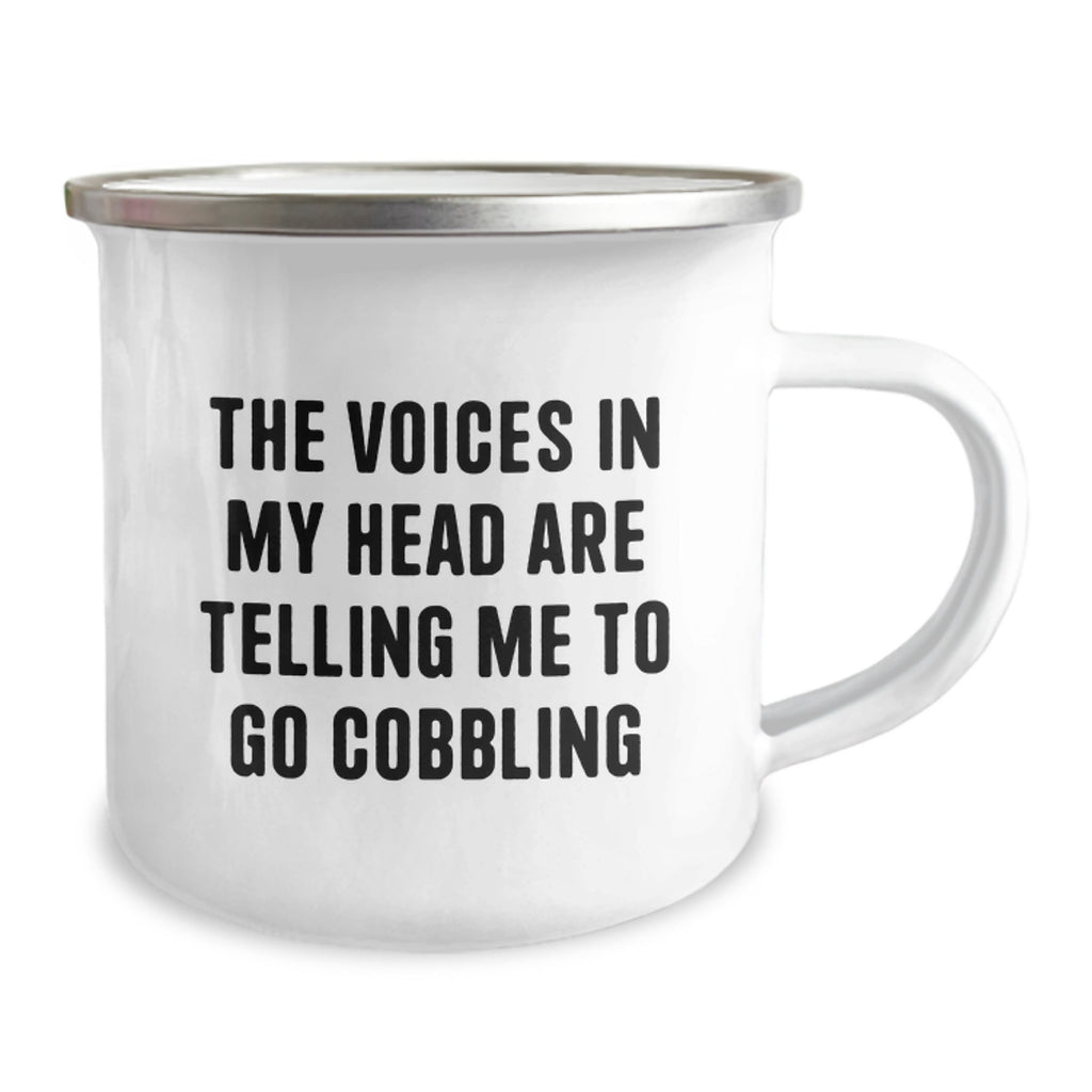 Cute Cobbling Camping Mug Gifts for Friends from Men - Funny Graduation Unique Gifts with The Voices In My Head Are Telling Me To Go Cobbling Quote - Image 2