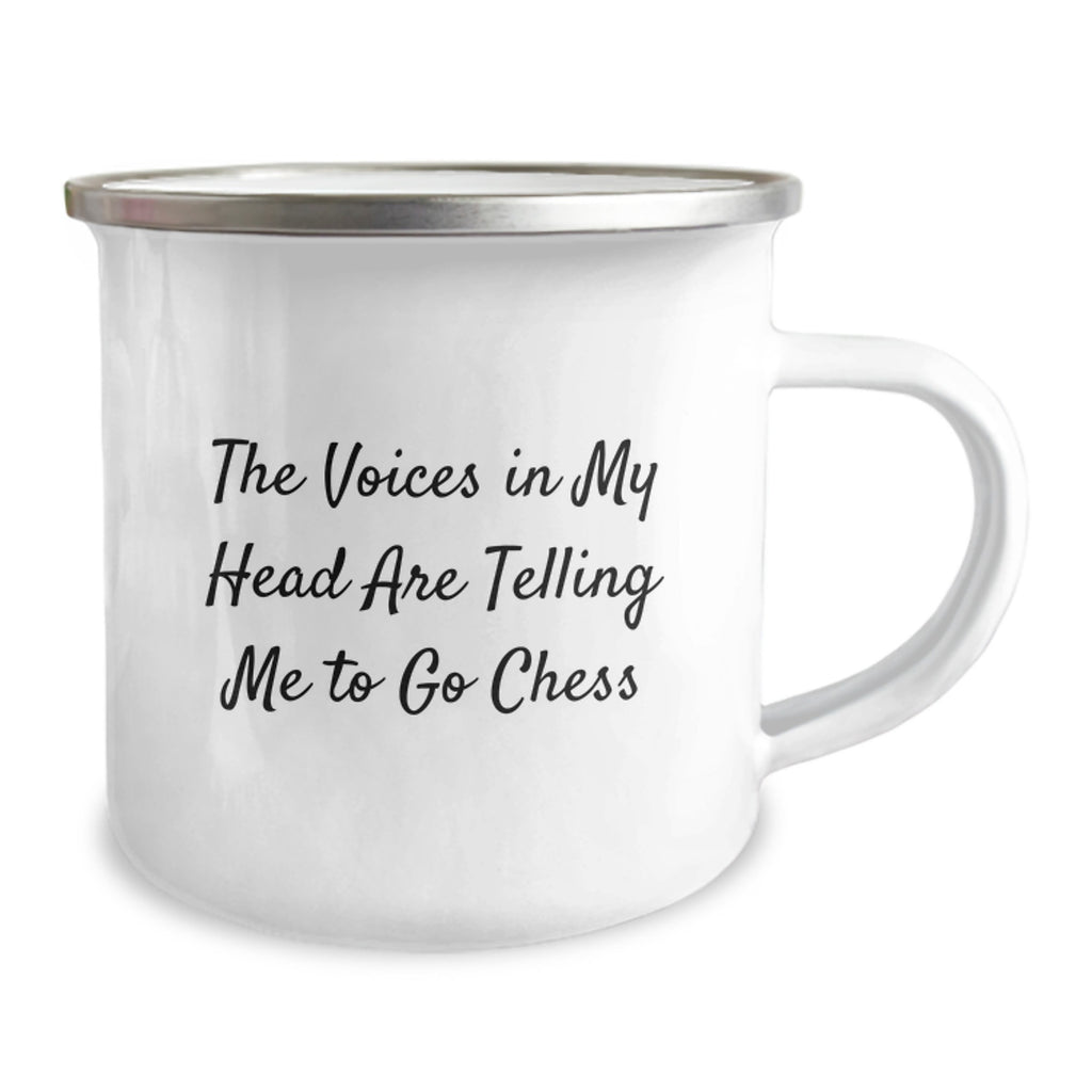 Funny Chess Gifts for Men, Unique Graduation Unique Gifts from Family for Chess Lovers, Camping Mug with The Voices In My Head Are Telling Me To Go Chess Quote - Image 2