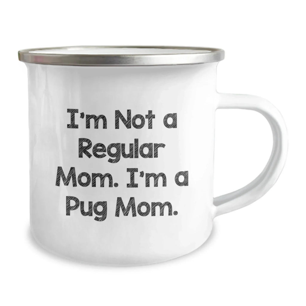 Funny Pug Mom Camping Mug Gift for Pug Dog Lovers, Unique Christmas Memorable Present from Friends to Family