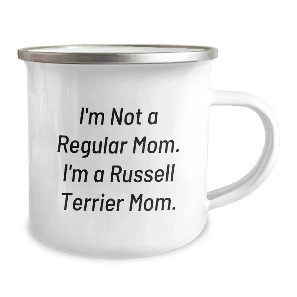 Funny Russell Terrier Dog Mom Gifts from Family - Russell Terrier Dog Lover Christmas Unique Mugs - 'I'm Not A Regular Mom. I'm A Russell Terrier Mom.' Camping Mug