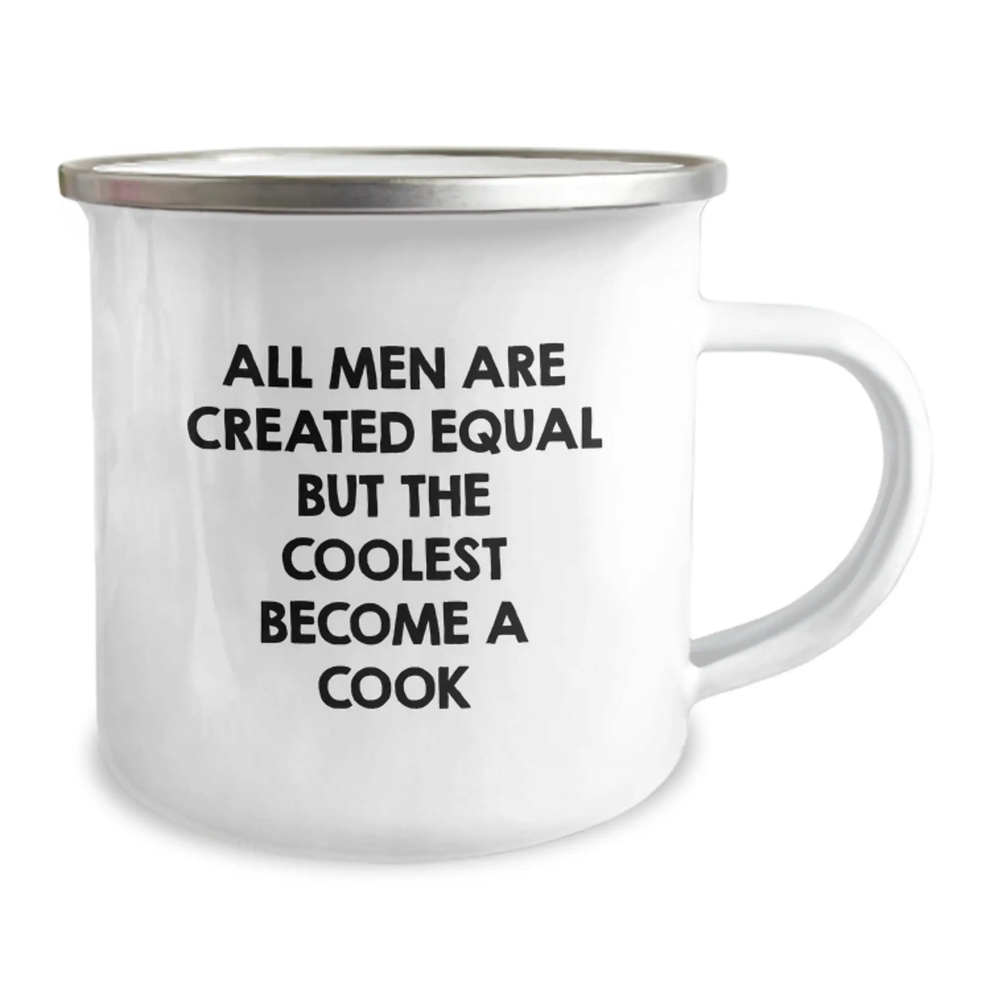 Funny Cook Gift for Men, Inspiring Camping Mug for Graduation, Unique Quote 'All Men Are Created Equal But The Coolest Become A Cook' for Him - Image 2