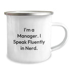 Funny Manager Gifts from Friends, Men, Women, or Coworkers - I'm A Manager. I Speak Fluently In genius. Christmas Unique Mugs for Managers, Office, Work, or Outdoor Camping