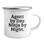 Funny Agent Gifts from Friends, Agent By Day. Ninja By Night. Camping Mug for Christmas Unique Gifts