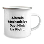 Aircraft Mechanic Christmas Unique Gifts from Friends - Funny 'Ninja By Night' Stainless Steel Camping Mug