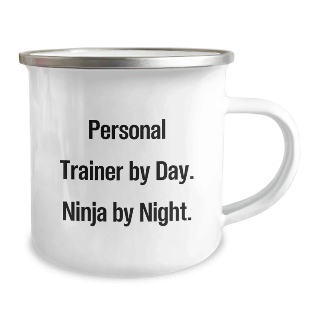 Funny Personal Trainer Gifts from Men for Women - Camping Mug for Christmas Unique Presents - 'Personal Trainer By Day. Ninja By Night.'