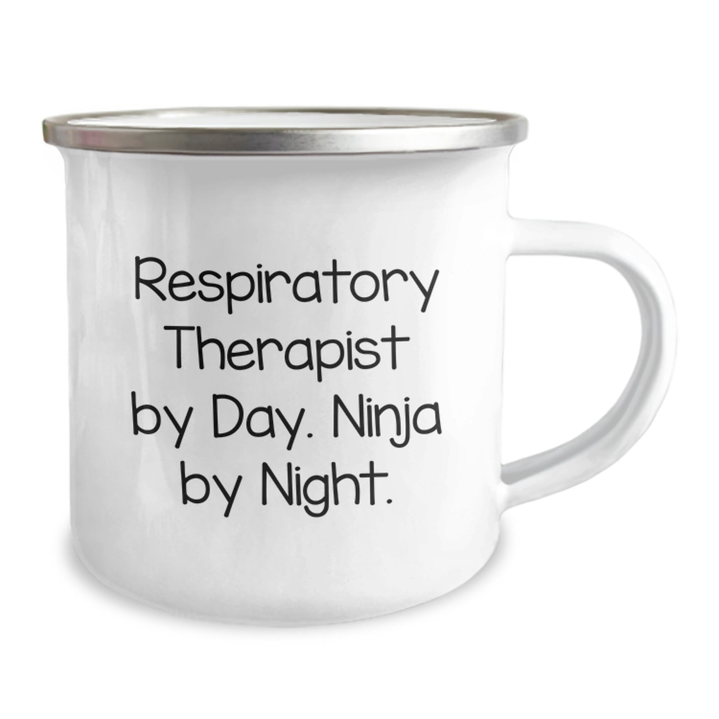Funny Respiratory Therapist Gifts from Friends - Inspirational Camping Mug for Graduation - 'Respiratory Therapist By Day. Ninja By Night.' - Image 2